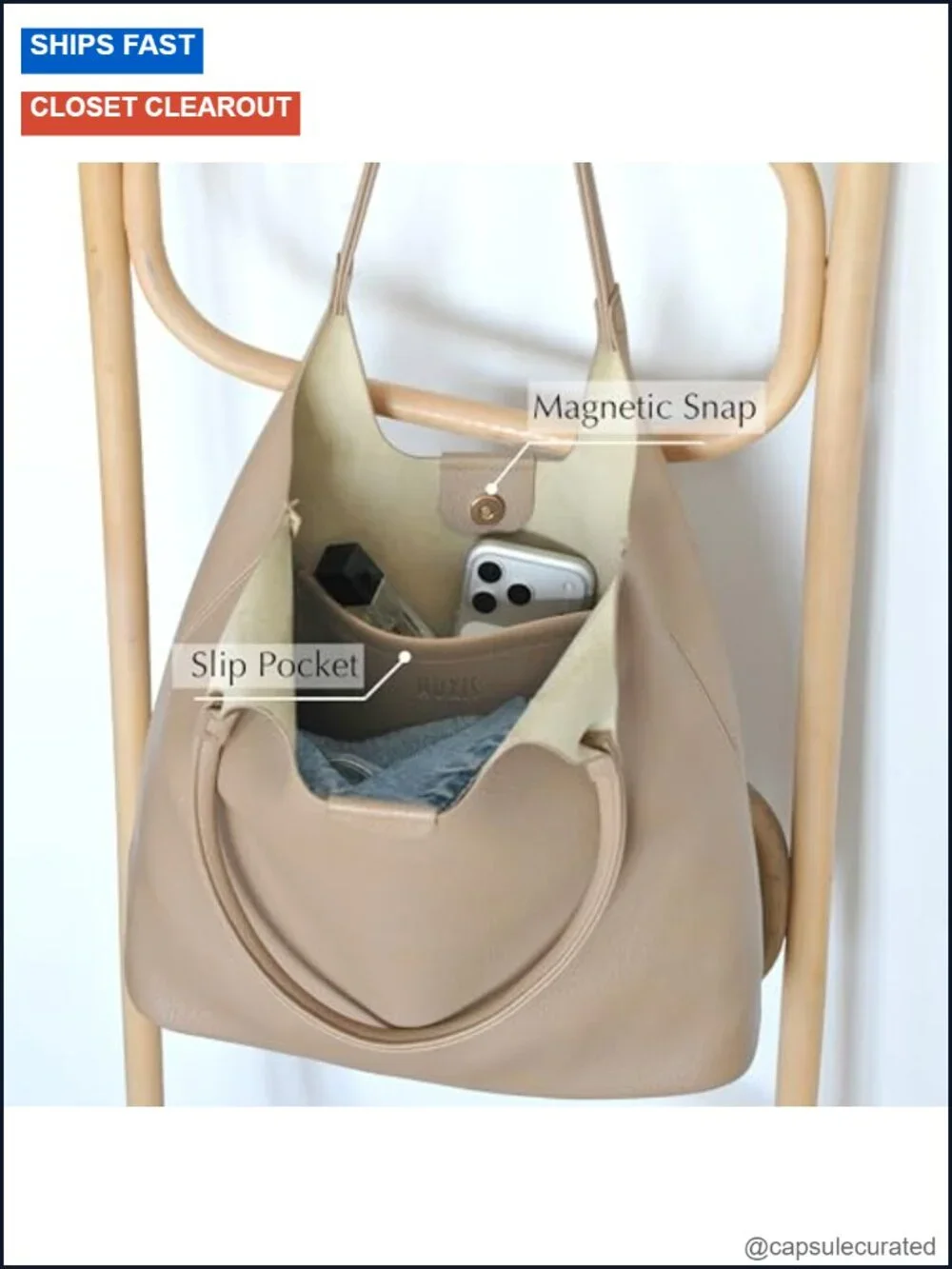 Faux Leather Hobo Tote Bag for Women